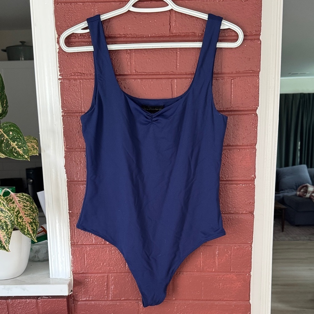 House of Harlow 1960 Navy Blue Scoop-Neck Bodysuit Large